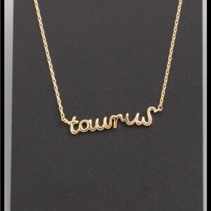 Gold zodiac pendant necklace in a fun font.  Makes a great gift.  18"